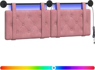 vidaXL Cabecero Colgante Con Luz Led Rosa Terciopelo Vidaxl
