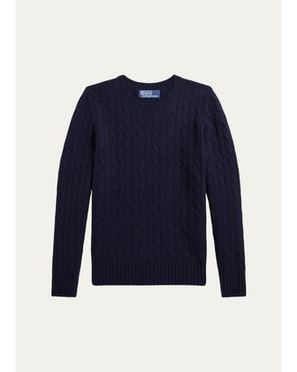 Ralph Lauren Boys The Iconic Cable-Knit Cashmere Sweater, Size S-XL