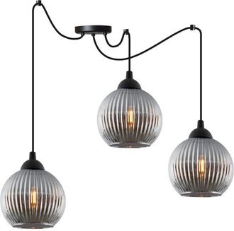 OEM L&aacute;mpara Colgante Riffle Spider Negra 3 Placas Grafito Forma Bola E27