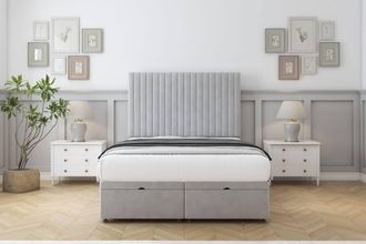 Comfort Beds Denver Plush Ottoman Bed Set With 26 Strutted Headboard in Silver | Size: Small Single
