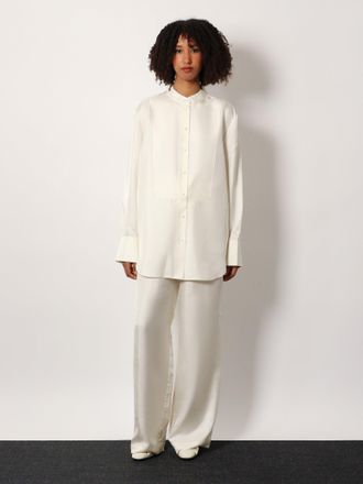 R&oacute;he Womens Shirt Tuxedo Silk White