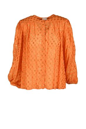 L'autre Chose Viscose Metallic Fiber Blouse - Orange
