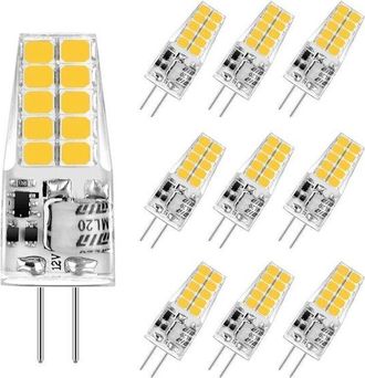 No Brand 10 Bombillas Led G4, 3,5 Vatios, Luz Blanca C&aacute;lida 3000k, 12 Voltios