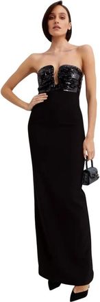 Roland Mouret Jurk met diep decollet&eacute; - Dames - Avondkleed - Zwart - S - Pailletten - Kleedjes