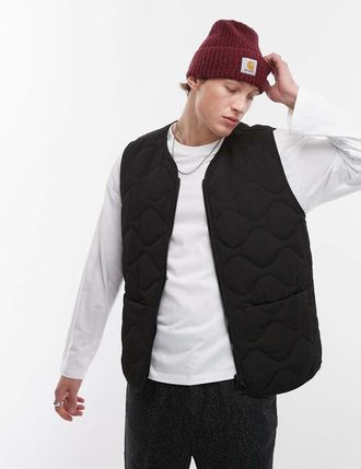 Topman quilted vest in black