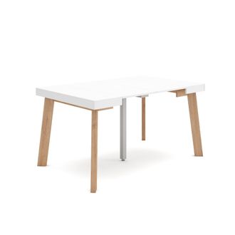 Skraut Home Mesa Consola Extensible, Mesa Comedor Plegable, 140, Para 6 Comensales, Patas De Madera, Estilo Moderno, Blanco - Skraut Home