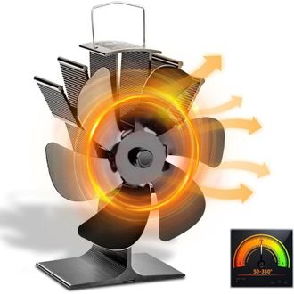 OEM Ventilador De 6 Aspas Para Estufas De Le&ntilde;a, Silencioso, No Requiere Electricidad, Alta Eficiencia De Distribuci&oacute;n Del Calor, Ventilador Para Chimeneas
