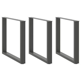 Berkfield Home Coffee Table Legs U-Shaped 3 pcs Anthracite 80x(72-73) cm Steel in Black