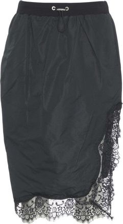 Pinko Asymmetrical Black Skirt With Lace Trim And Adjustable Waistband