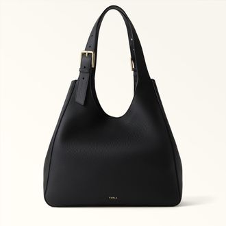 Furla Dora Tote M Nero Black Nisos Double Grained Leather Woman