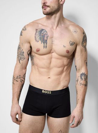 BOSS Mens 2 golden logo trunk Cotton