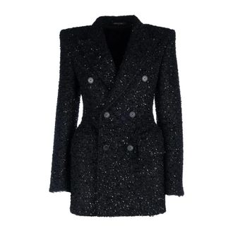 Balenciaga Blazers, female, Black, Size: XS Boucl&eacute; Oversize Hourglass Blazer