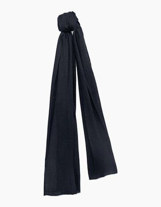 James Lakeland Womens Navy 2-ply Cashmere Scarf