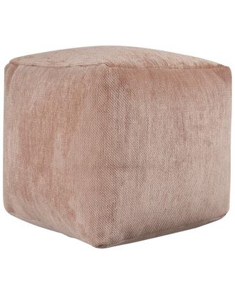 LR Home Lr Home Yildiz Beige Transitional Solid Chenille Indoor Pouf