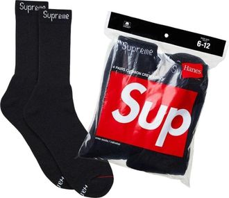 SUPREME x Hanes FW26 Crew Socks (4 Pack) Black SUP-FW26-045-BLK