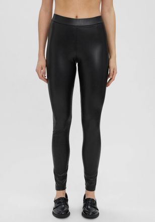 Vero Moda Lederimitathose VERO MODA VMGANA MR PL LEGGING, Damen, Gr. XS (34), L&auml;nge 34, schwarz, Web, Obermaterial: 95% Polyester, 5% Elasthan, leicht gl&auml;nzend,