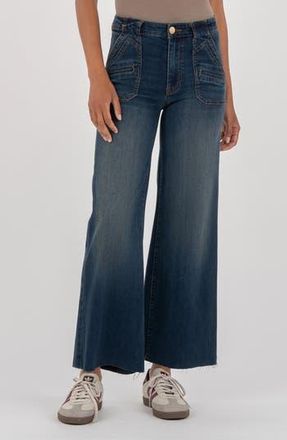 Kut from the Kloth Meg Raw Hem Ankle High Waist Wide Leg Jeans in Advantage at Nordstrom Rack, Size 18 (Similar To 14W)