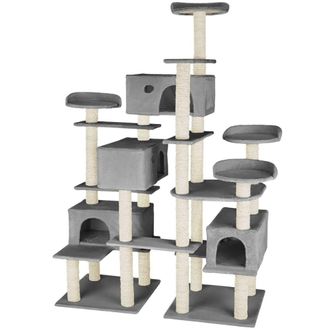 TecTake &Aacute;rbol rascador para gatos, postes de sisal, antivuelco, 214 cm, gris