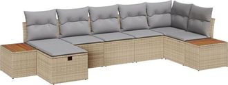 vidaXL Garden Sofa Set with Cushion 8 pcs Beige Poly Rattan vidaXL