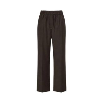 Max Mara Pantalones de Franela Rectos - Trousers - Mujer - Marr&oacute;n - 2XS
