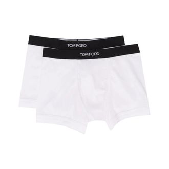 Tom Ford Witte katoenen logotailleband boxershorts - Heren - Onderbroek - Wit - 2XL - Katoen - Ondergoed