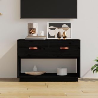 Berkfield Home TV Cabinet Black 90x40x60 cm Solid Wood Pine | Size: 90 x 40 x 60 cm