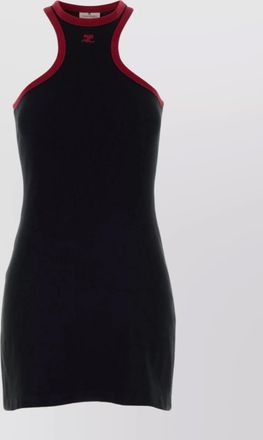 Courrèges halter neckline mini dress with contrast trim