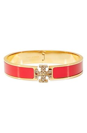 Tory Burch Icon Enamel Bracelet in Tory Gold /Red /Crystal at Nordstrom, Size Medium