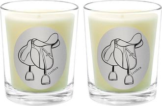 Qualitas Leather Two Scented Beeswax Candle Set