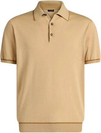 Kiton Katoenen Gebreide Polo met Korte Mouwen - Heren - Polos - Beige - S - Katoen - Tops