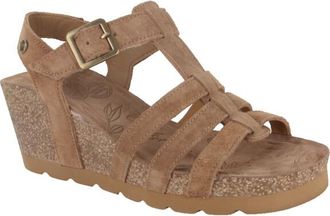 Panama Jack Dames Wedge Heel Bark Bruine Su&egrave;de Leren Sandalen - Vero B1