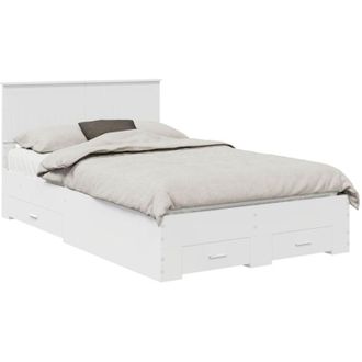 vidaXL Bed Frame with Headboard White 120 x 190 cm Engineered Wood vidaXL