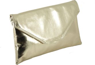 Loni Stylish Clutch Shoulder Bag Envelope, Metallic Gold, L
