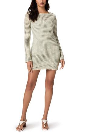 Paige Metallic Open Stitch Long Sleeve Mini Sweater Dress in Sea Mist at Nordstrom, Size Xx-Small