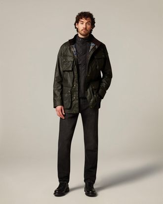 Belstaff Trialmaster Icon Jacket Mens Waxed Cotton Faded Olive Size UK 34