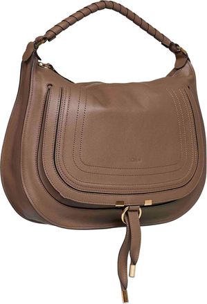 Chlo&eacute; Womens Shoulder Bag Marcie Deep Taupe Mud Calf Leather