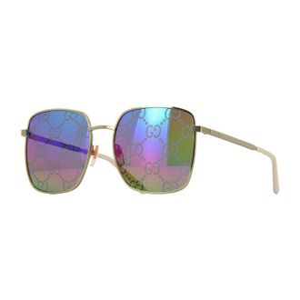 Gucci GG0802S Mirrored Square Sunglasses - Gold