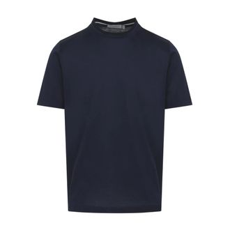 Canali T-Shirts, male, Blue, Size: 2XL Cotton T-Shirt