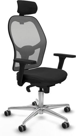 Piqueras y Crespo Piqueras Y Crespo - Jorquera Sincro Malla Gris Similpiel Negro Brazos 3d Base Aluminio Cabecero 2d Ruedas 65mm Engomada