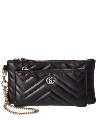 Gucci Gg Marmont Small Leather Pouch With Chian