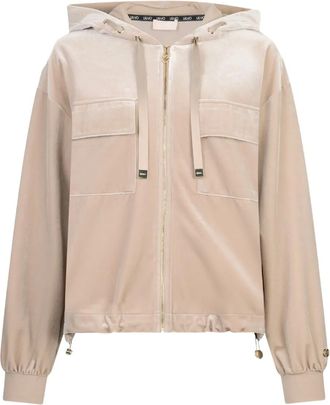 Liu Jo Chenille logo-plaque hoodie - Neutrals