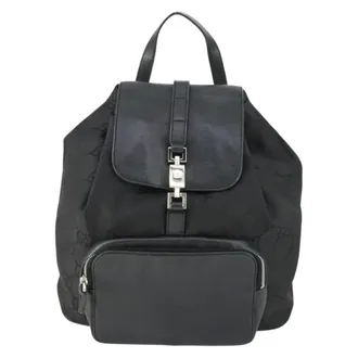 Gucci Vintage Jackie Gg Canvas Black Canvas Backpack Bag (Pre-Owned)