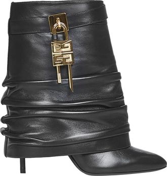 Givenchy Heeled Boots, female, Black, Size: 8 1/2 US Shark Lock Stiletto Ankle Boots