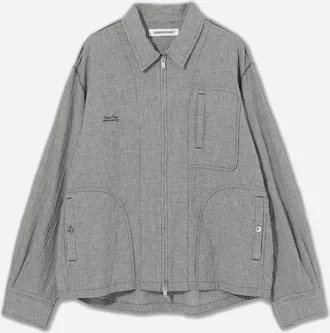 Undercover Men s Linen-Ramie Blend Cotton Jacket White / Black