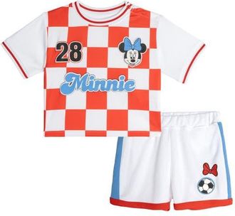 Disney Minnie Mouse Athletic 2-Piece T-Shirt and Shorts Set in Minnie Red Checker at Nordstrom, Size Newborn