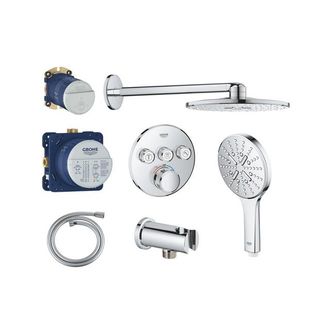 GROHE Grohtherm regendoucheset inbouw - hoofddouche rond - handdouche rond - chroom