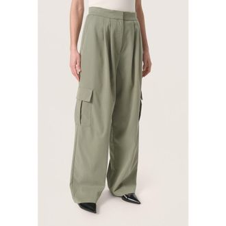 Soaked In Luxury SLKellie High Waist Cargo Trousers in Shadow at Nordstrom, Size Xx-Large