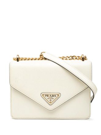 Prada 2013-2025 Saffiano Lux Envelope Chain Flap crossbody bag - White