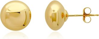 MAX + STONE Solid 14k Yellow Gold Half Button Earrings with Gold Butterfly Back 4MM-8MM