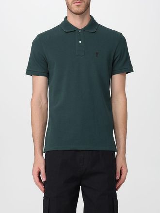 Ami Polo in cotone a maniche corte con logo ricamato